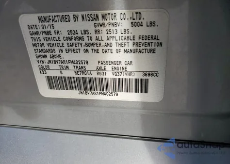 2015 Infiniti Q50 Base z USA, uszkodzony, nr VIN JN1BV7AR1FM402579